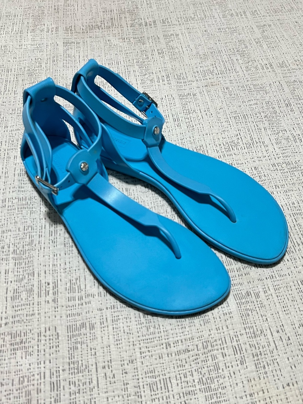 Hunter Original Blue Jelly T-Strap Sandals | Women’s US 9